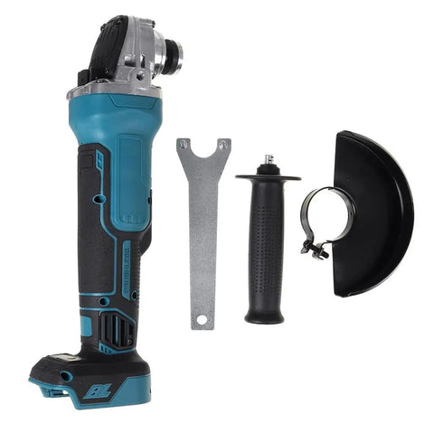 Heavy Hitter Brushless Cordless Angle Grinder With Variable Speed And 125 Mm Disc Cutting Action For Battery Powered Diy Projects and included accessories.