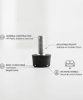 Adjustable Furniture Leveling Feet For Cabinets And Sofas, Durable PP Plastic With Iron Core, 2.6 x 2.9 Inches, side view