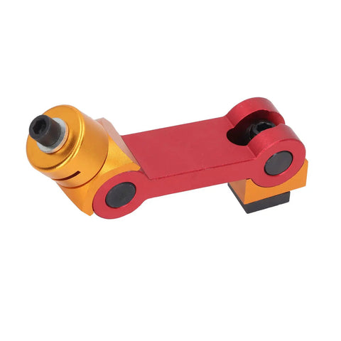 Precision Adjustable Vise Stop Locator For CNC Mill And Lathe Work Tables features a red and gold design for easy visibility and control.