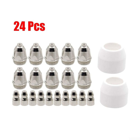 Plasma Cutting Torch Consumables Kit For P80 Style Lotos LTP8000 80A IGBT Cutter, 24 pieces including electrodes, nozzles, shield cups