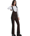Woman wearing Womens Ski Bibs Snow Pants Waterproof Windproof Warm Insulated Snowboard Overalls For Winter Comfort High Elasticity And Slim Fit