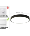 Round Flush Mount LED Ceiling Light 27W 15.7-Inch Black Modern Fixture with anti glare acrylic cover, not for dimmable switch.