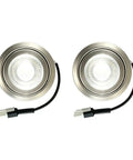 2 PCS Range Hood LED Recessed Light, 12V DC 3W 6000K Kitchen Downlight with silver aluminum finish, connected wiring visible.