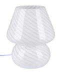 Mushroom Glass Table Lamp With White Stripe, Vintage Murano Inspired Night Light For Bedroom And Living Room, Ambient Warm White Led