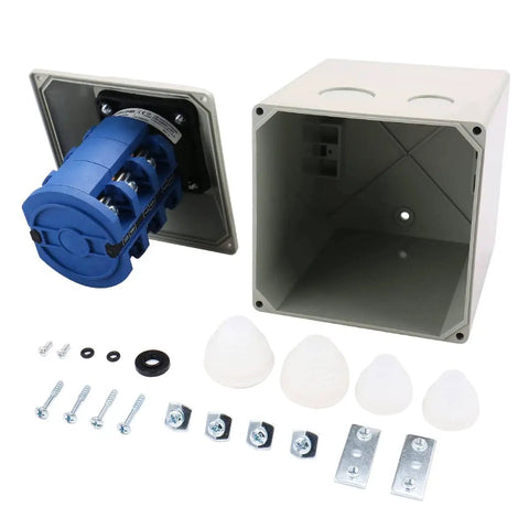 Universal Rotary Changeover Cam Switch 63A 660V Three Phase Three Position With Master Switch Exterior Box LW28 63 4 components