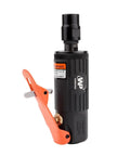 12 Piece Air Die Grinder Kit With Straight And Angled Heads, One Quarter Inch And One Eighth Inch Collets, Ten Piece Stone Set, Pneumatic Grinding Tool For Tight Spaces And Pro Grade Precision Metal Shaping showing a single pneumatic grinder with orange lever.
