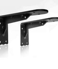 Heavy Duty Iron Triangle Shelf Brackets For Wall Cabinets And Counters Bulletproof Steel Corner Supports Kitchen And Bath Built Like A Tank Set Of Two 551 Lbs Load Rating Corrosion Protected, black metal brackets.