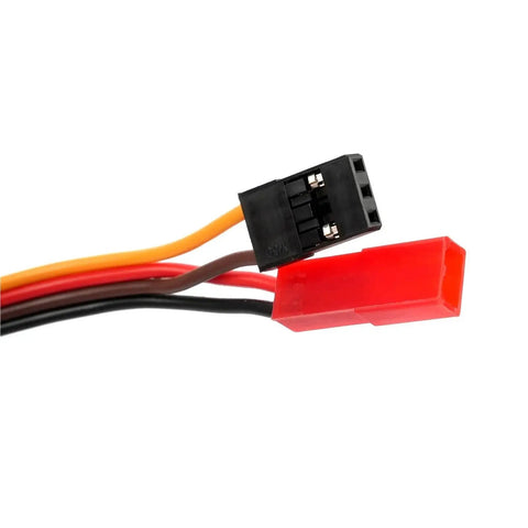 Wired connectors for Built Tough 85Kilogram High Speed Digital Servo featuring red and black plastic ends, ideal for RC cars and trucks.