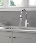 Xander Single-Handle Chrome Kitchen Faucet With Pull-Down Sprayer Easy Install in modern kitchen