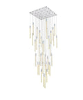 Premium Sleek Modern 36 Light Chrome Ceiling Pendant Delivering Big Time Glam With Genuine Crystal Drops For Indoor Home Decor Weston Collection, 42 inch wide.