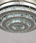 Top Notch Nordic Led Ceiling Fan Light Featuring Silky Smooth Retractable Crystal Blades in circular design with bronze trim.