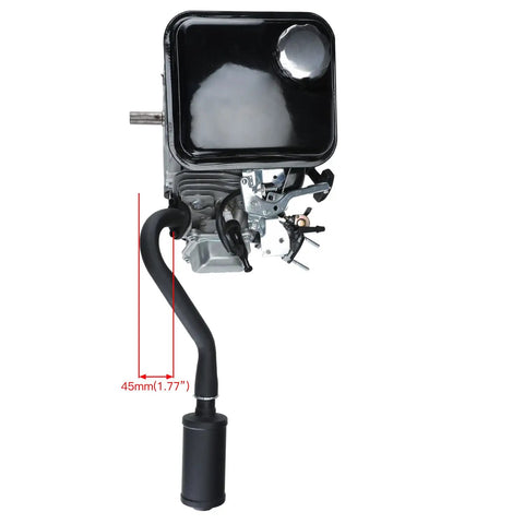 Power Boost Exhaust Pipe Muffler Silencer Kit For Predator 212cc And 196cc Go Karts, black silencer attached to engine