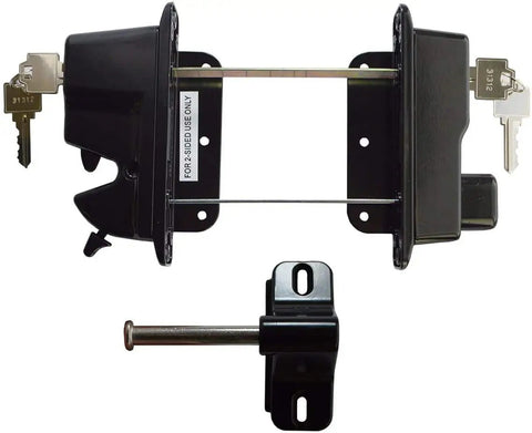 Tough As Nails Heavy Duty Diecast Metal Key Lockable Gate Latch Two Sided Gravity Design With Matching Keys Black Zinc Finish.