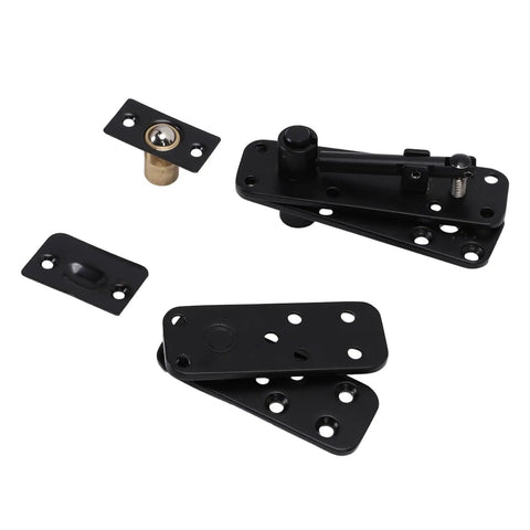 Heavy Duty Concealed Pivot Door Hinge Complete Hardware Kit Forged From Solid Stainless Steel Featuring Fully Adjustable Mounting Brackets.