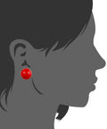 Red Shell Bead 12mm Silver Tone Classic Round Ball Stud Earrings For Women Dope Everyday Jewelry Gift Box Ready 925 Silver Post Versatile Accessory For Work Or Parties Simple Yet Stylish on model profile