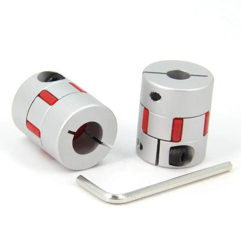 Two Pack Aluminum Plum Flexible Shaft Coupler 8mm To 12mm Bore 25mm Diameter 30mm Length Motor Connector with hex key
