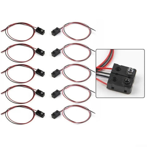 Infrared Break Beam Sensor Kit 5 Pack For Arduino And Robotics, Ultra Fast 2ms Response Time, DC 3 To 5 Volt, 3.28 Foot Detection Range, Photoelectric Switch For Industrial Control And DIY Projects. five black wired sensors