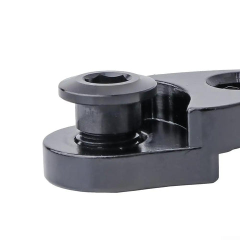 Close-up of bike rear derailleur hanger bolt, part of the 2 Pack M10 X P1.0 Bike Rear Derailleur Hanger Bolts Aluminum Alloy 15mm Length 6mm Hex Purple Finish Replacement or Upgrade Parts for Derailleur Hanger Chain Tensioner and Tail Hook