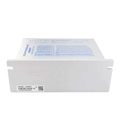 STEPPERONLINE DM860Y digital stepper motor driver in white metal enclosure with mounting flanges