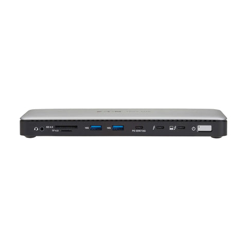 Slick Thunderbolt 4 Docking Station For Laptops Drives Dual Screens With 8K 60Hz Or 4K 144Hz showing USB ports and SD card slot.