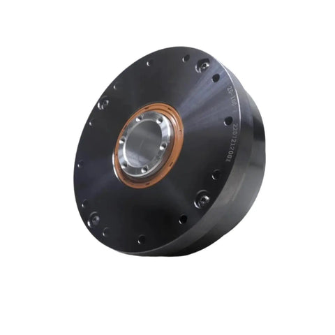 Rock Solid Hollow Harmonic Drive Reducer With Strain Wave Gearing designed for stepper servo motor applications, showcasing a compact design.