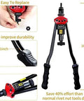 Heavy Duty Rivet Nut Tool Hand Blind Riveter With 16 Inch Carbon Steel Arm And Tool Free Quick Change Head shown with details