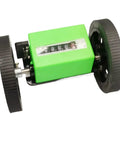 Rock Solid Roller Type Length Measuring Wheel Featuring Stainless Steel And Rubber Counter Meter for fabric tracking with green casing.