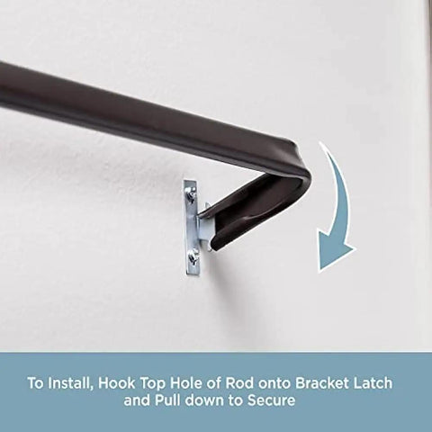 Heavy Duty Curtain Rod Set Pack Of 2 For 18 To 28 Inch Windows With Lock Seam Design and wall installation shown