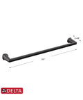 Diagram of a 24 Inch Matte Black Towel Bar for Bathroom Wall Mounted Towel Rack Sturdy Zinc Construction No Fuss Install Easy Mount