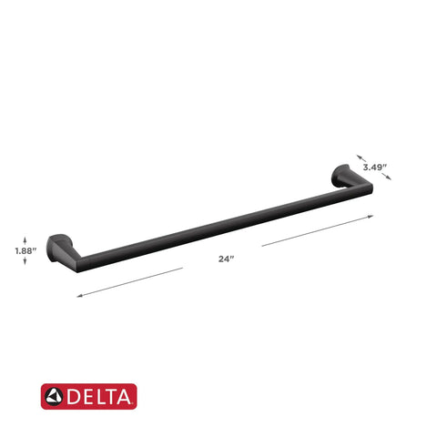 Diagram of a 24 Inch Matte Black Towel Bar for Bathroom Wall Mounted Towel Rack Sturdy Zinc Construction No Fuss Install Easy Mount