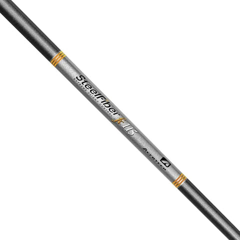 Ready To Roll Top Shelf High Launch Graphite Iron Shafts With Superior Stiff Flex And Slick Composite Build For Faster Ball Speed And Smoother Swings On Every Hole close-up of SteelFiber graphite iron shaft
