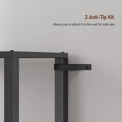 Tall Narrow Bookshelf Featuring Six Tier Open Shelves Compact Slim Design Versatile End Table Pair Anti-Tip Kit for safety