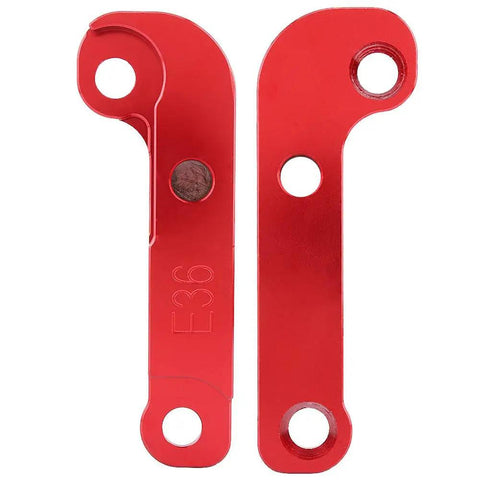 Red Drift Lock Adapter For E36 Steering Angle Boost Twenty Five Percent More Turning Angle CNC Milled Aluminum With Mounting Hardware