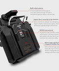 Badass Paladin Ev Rc Transmitter Boasting Hella Smooth Hall Sensor Gimbals And A Crisp 3.5 Inch Tft Touch Screen back view with USB port.