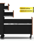 Rolling 3 Drawer Office Filing Cabinet With Lock, Mobile Printer Stand Under Desk Storage, shown open with smooth pull
