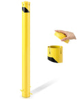 Tough As Nails 55 Inch Fully Galvanized Steel Safety Bollard Post in yellow with removable cap for easy access.