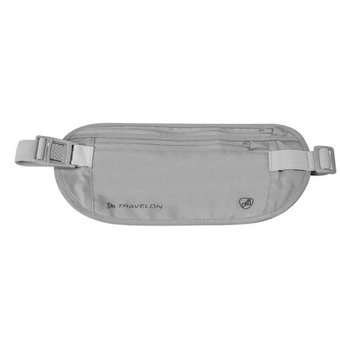 RFID Blocking Undergarment Waist Pouch Travel Wallet With Dual Zipper Pockets And Drop Pockets For Passport Cash Cards And Tickets