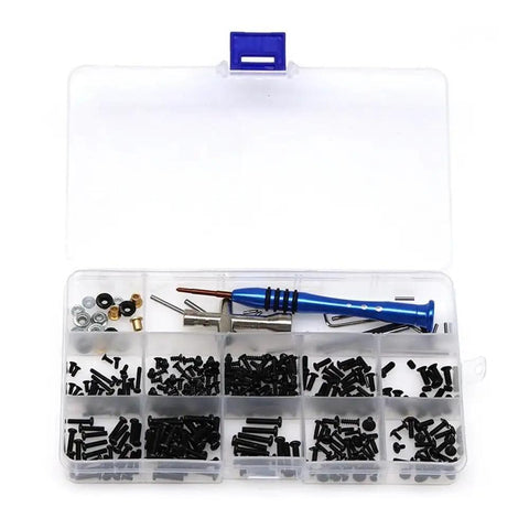 Thinking Process: white plastic RC car screw box kit, 175x100x25mm, with tools and pins