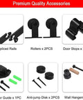 11Ft Sliding Track Barn Door Hardware Kit For A Single Wood Door Heavy Duty T Shaped Style Black accessories layout