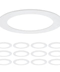 6 Inch White Goof Rings For Recessed Lights Trim 12 Pack Quick Fix For Nasty Drywall Cuts And Oversized Holes displayed in a pack.