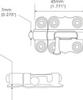 Deco Sliding Barrel Bolt Steel Construction 2 Inch Black Coated 4 Pack For Lightweight Cabinet Doors Vertical Or Horizontal Mount 0.75 Inch Bolt Diameter Easy Installation With Included Mounting Screws Made In Taiwan technical drawing with dimensions showing front and side view.
