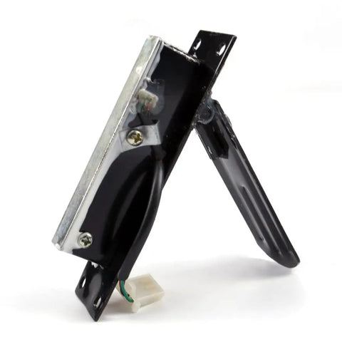 Universal Metal Hall Effect Foot Throttle Pedal For 12V To 72V Electric Scooters Go Karts ATVs UTVs Drift Trikes Golf Carts Quads Mopeds And More 3 Pin Connector Smooth Positive Feedback Acceleration For 4 Wheelers, black metal pedal side view