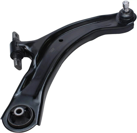 4 Piece Front End Suspension Kit For 2008 To 2013 Nissan Rogue With 2 Front Lower Control Arms And Ball Joints Plus 2 Front Sway Bar Links Plug And Play Direct Fit Replacement For Easy Install With Durable Tested Suspension Components. Black steel front lower control arm with ball joint