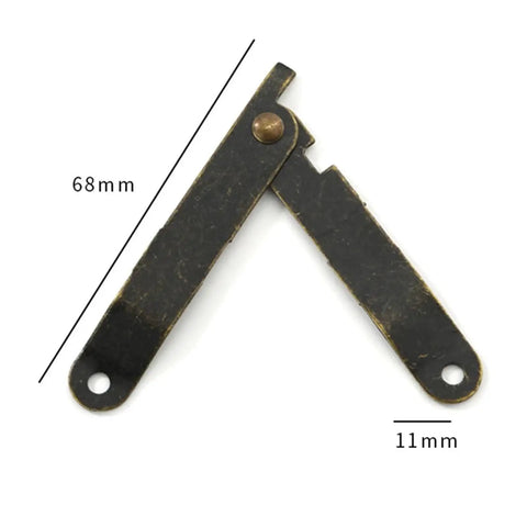 Bronze Antique Lid Support Hinges Set for Jewelry Boxes, Wooden Chests, Cabinets and Furniture, 68mm length and 11mm width