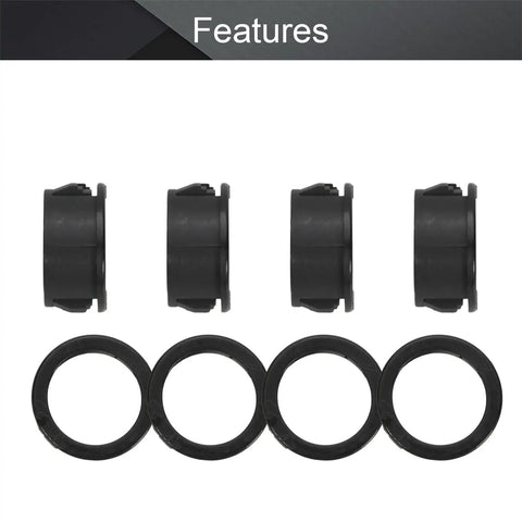 100 Pcs 22mm Snap Bushing Grommet Set SK22 Black Nylon Cable Hose Shield Round Plugs for Wiring Harnesses, close-up view.