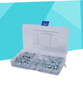 80 Piece Grease Fitting Assortment Kit With Angled And Straight Nozzles in open plastic case showing contents