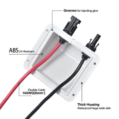 Solar Cable Entry Gland With 10ft Solar Extension Cable Featuring MC4 Connector 10 AWG UV Resistant ABS Roof Housing