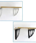 Heavy Duty Floating Shelf Brackets Built Like A Tank With Rustproof Stainless Steel Corner Wall Mount To Zero Out Flex And Secure Your Everyday Essentials Includes Hardware For Quick Install with wood shelf and two bracket colors.