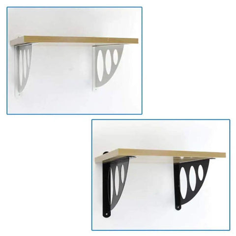 Heavy Duty Floating Shelf Brackets Built Like A Tank With Rustproof Stainless Steel Corner Wall Mount To Zero Out Flex And Secure Your Everyday Essentials Includes Hardware For Quick Install with wood shelf and two bracket colors.
