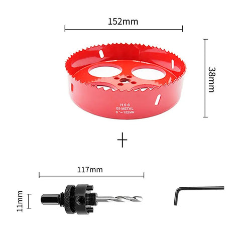 6 Inch Hole Saw Kit With Heavy Duty A2 Mandrel For Drilling Wood Aluminum PVC And More Fits Most Bimetal Saws dimensions